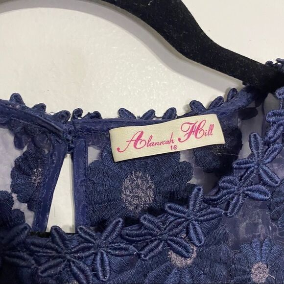 Alannah Hill‎ Navy Blue Daisy Sheer Top - Picture 6 of 9